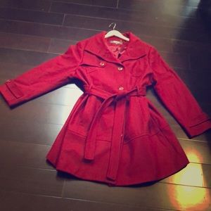 Cherry Red Kenneth Cole Reaction Wool Coat